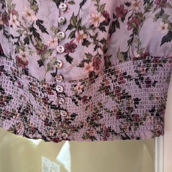 INTERMIX Elin Floral Silk Blouse Top Size P or XS - Picture 5 of 9
